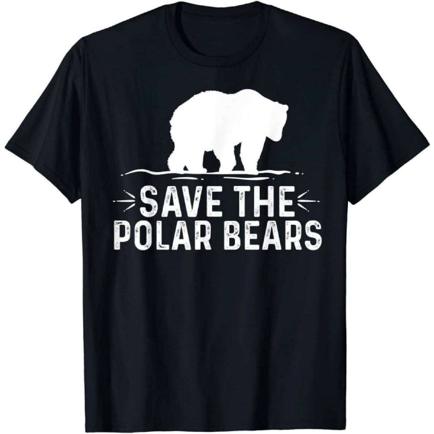 BINA STORE Cute Retro Vintage Boys Girls Save The Polar Bears T-Shirt T031120 Black XXXXXL разноцветный