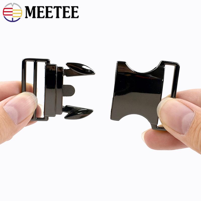 2Pcs Meetee 20/25/32/38mm Metal Side Release Buckles Adjust Clasps for Bag Belt Dog Collar Hook Buckle DIY Sewing Accessories