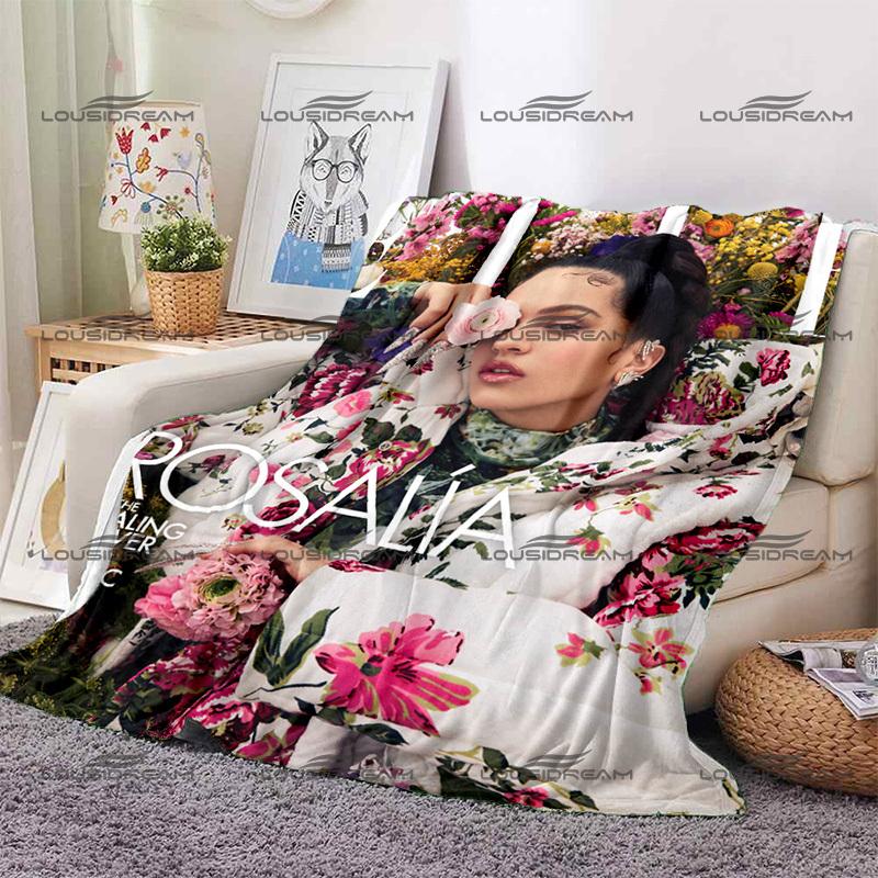 Pop Female Star Flannel Decorative Thin Blanket Rosalia Vila Tobella Beautiful Photo Blanket Portable Home Travel Office Blanket