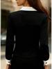 European 2025 Fashion Slimming Color Block Long Sleeve Women's Shirt
