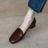 Soft Sole Medium Work Shoes Leather Shoes Casual Spring New Doudou Women's Shoes Shallow Mouth Single Shoes