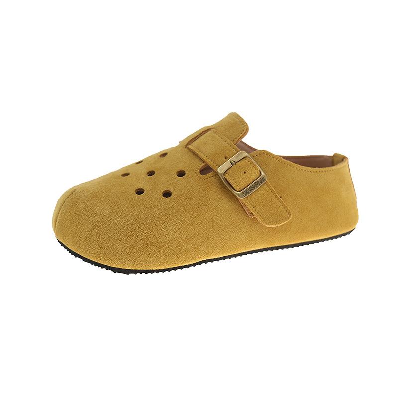 Dicksohlige Taschenkopf- und Halbschuhe für Damen-Oberbekleidung 2025 Frühling und Sommer neu rutschfest Lochschuhe mit einem Fuß und weichsohlige Birkenstoc