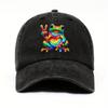 Colorful TieDye Frog Emblem Baseball Cap Lightweight Handwashable and Made of CottonAppropriate for Any Season
