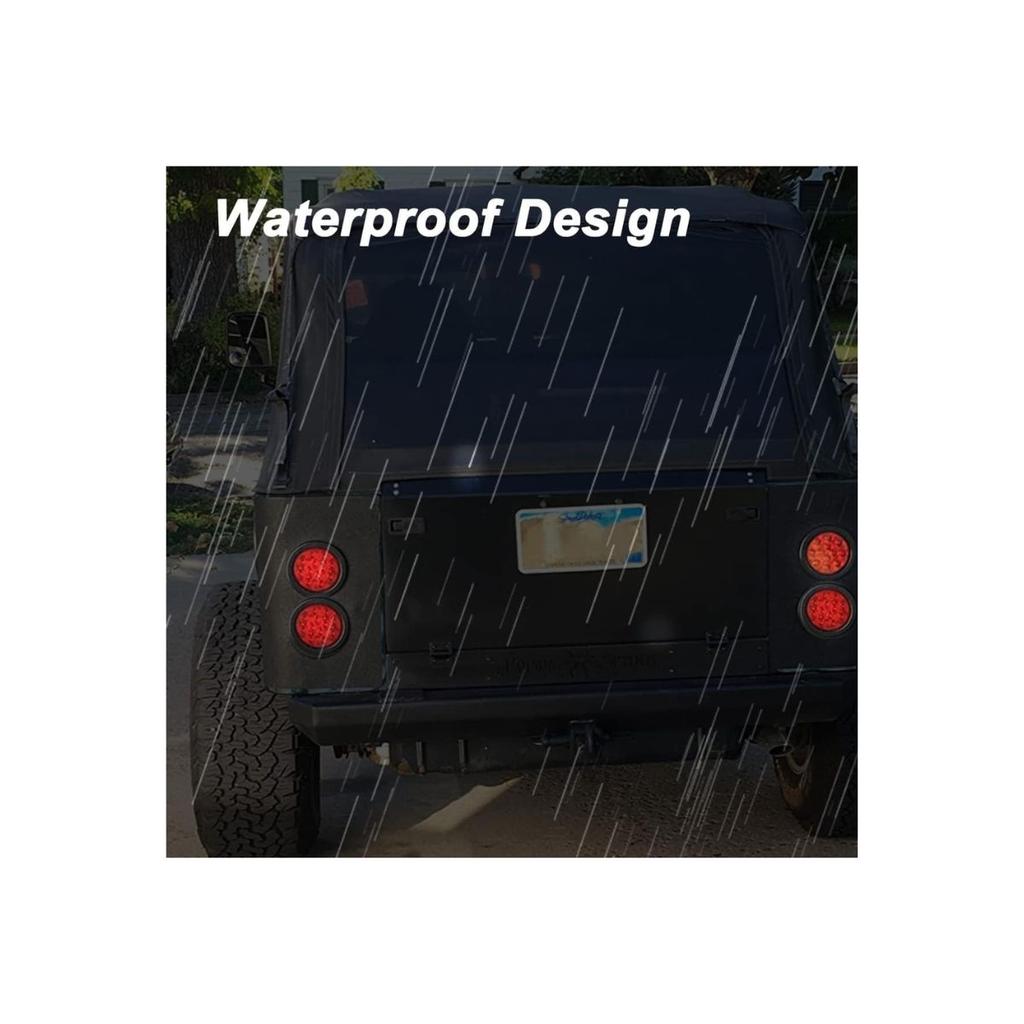 APSMOTIV 4" Round LED Trailer Tail Light 2PCS 24 LED Stop Turn Signal Brake Marker Clearance Trailer Real Light for Trucks Trailer RV Waterproof