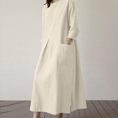 Women's Fashion Dress Spring Round Neck Long Sleeve Casual Women's Dress