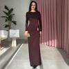 2025 European/American Bodycon Sheath Dress: Solid Color, Long Sleeve, Round Neck, Button & Pleated Details