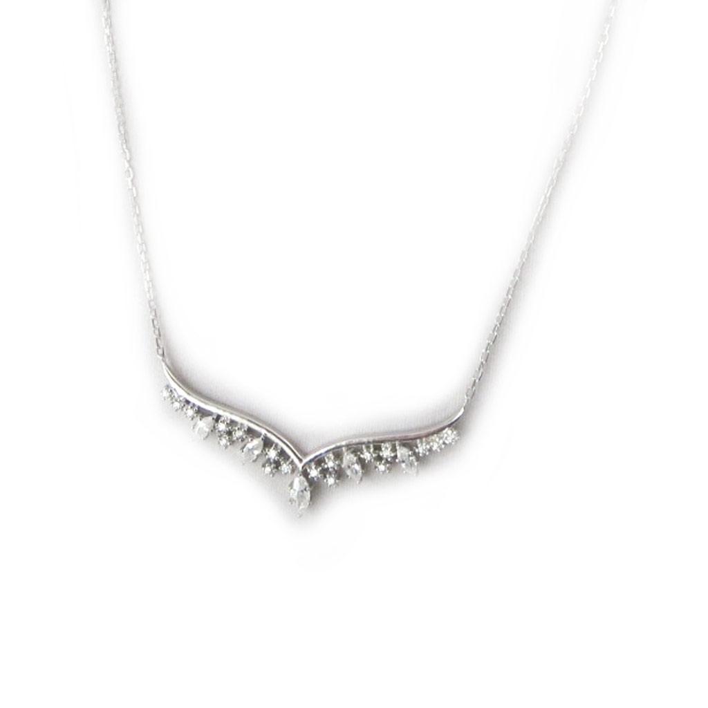 Les Trésors De Lily [N1824] - Silver Necklace 'Sissi' Silver White (rhodium-plated) - 40x8 Mm