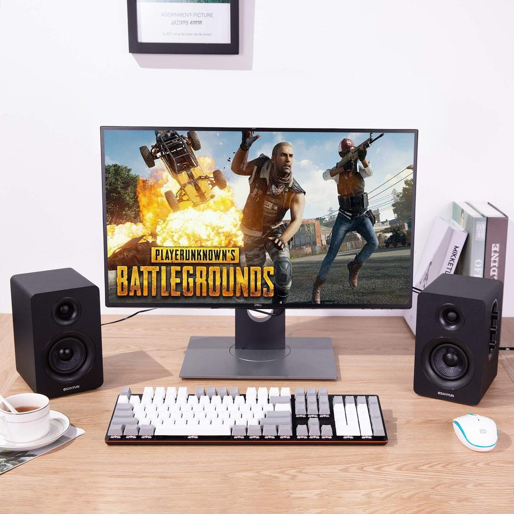 Sanyun SW208 Active Bluetooth Bookshelf Speakers 60W Carbon Fiber Speaker Unit DAC Dynamic 3D Surround Sound Computer PC Monitor Gaming Speakers 3"