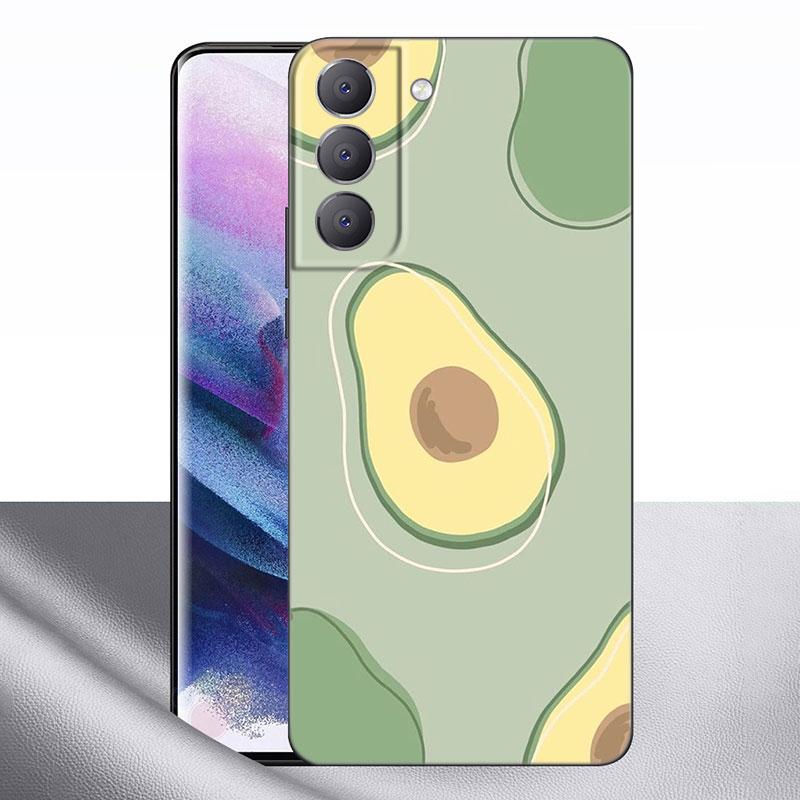 Husă de telefon drăguță din desene animate estetică avocado pentru Samsung Galaxy S22 Pro S21 S20 FE Ultra S10 Lite S10 S10E S9 S8 Plus husă neagră