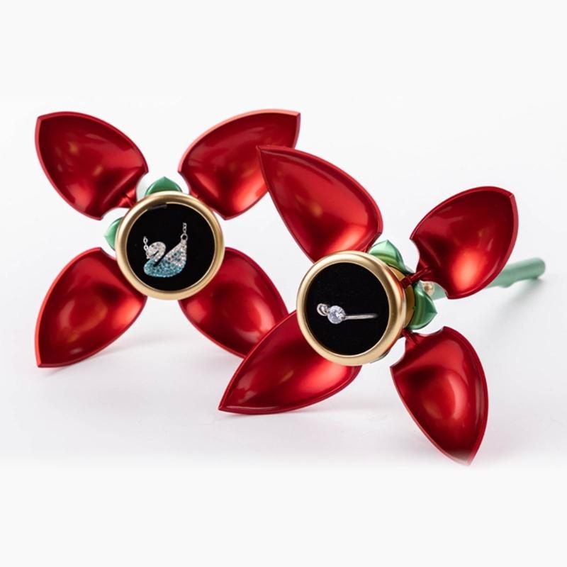 Automatic Opening Rose Shape Jewelry Box Jewelry Rings Organizers Suitable for Rings and Pendants with Elegant Design