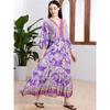 European And American Summer Ladies Floral Dress Loose A-line Printed Long Skirt Beach Blouse Holiday Style