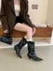 Pointed Short Boots Women's 2025 New Autumn and Winter Boots Pleated Piled Boots Niche Design Thin Boots Thin Heels High Heels