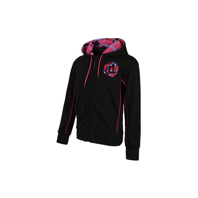 adidas Derrick Rose Basketball Print Knit Hooded Jacket Men Outerwear Black FM0024
