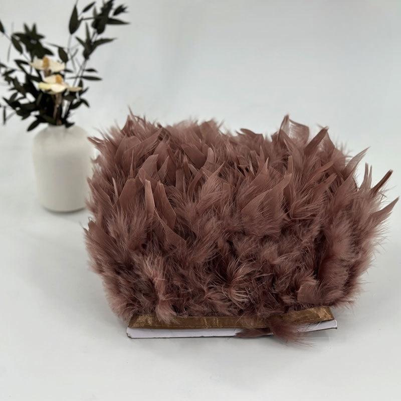 

10-15cm Coffee Turkey Feather Trim Feathers Fringe Ribbon DIY Sewing Clothing Handwork Wedding Dress Crafts Party Decorations 1 meter кавовий