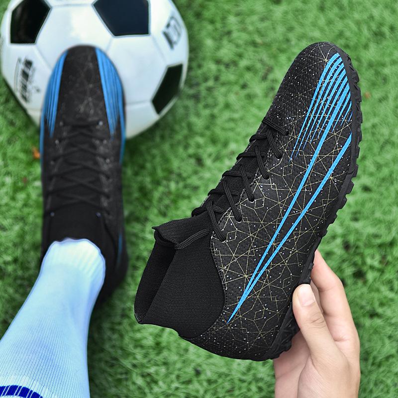 Spike football shoes children's leather foot sports shoes men's boots foreign trade high top large size 46 47 sneakers