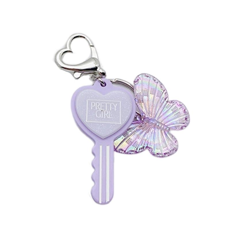 Colorful Resin Keychain Candy Colored Heart Key Butterfly Keyring Phone Charm Jewelry for Fashionable Individuals