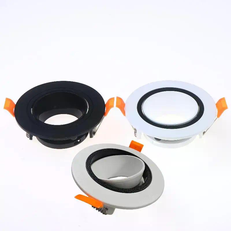 White/Black GU10 Lamp Holder Base Kit - 360° Adjustable Ceiling Spotlight with Easy Snap-In Installation