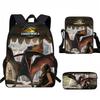 Kids Dinosaur Backpack Set Elementary School Oxford Fabric Ergonomic Back Support Breathable Lightweight 3-Piece Kit