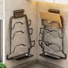 Kitchen Anti-fall Wall Mounted Pot Lid Rack Stand Aluminum Pan Cover Holder Cutting Board Storage Shelf Punch-free Drain Holder