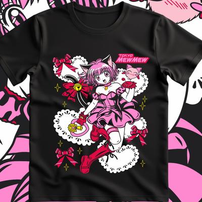 Tokyo Mew Mew Ichigo Momomiya Magical Girl Anime Tshirt for Men and Women Summer Cotton Loose Fashion Short Sleeved Top