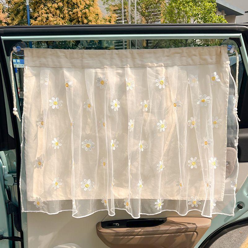 Cotton Embroidered Universal Car Curtain Cover Newborn Baby Side Window Sunshade Curtain UV Protection for Kids Travel Outdoor