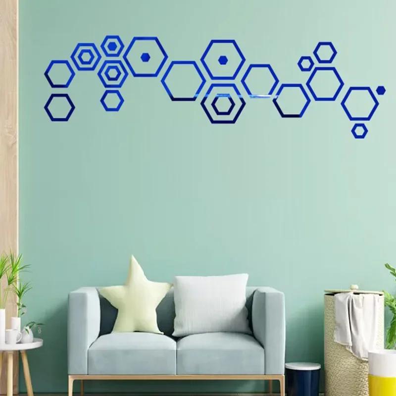 24pcs Hexagon 3D Mirror Wall Stickers Bedroom Creative Self Adhesive Decoration Honey Comb Waterproof Stickers Home Decor