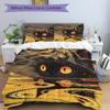 3pcs Creative Black Cat Art Printed Quilt Set - Includes 1 Quilt Cover and 2 Pillowcases, Machine Washable - Suitable for All Seasons.M037