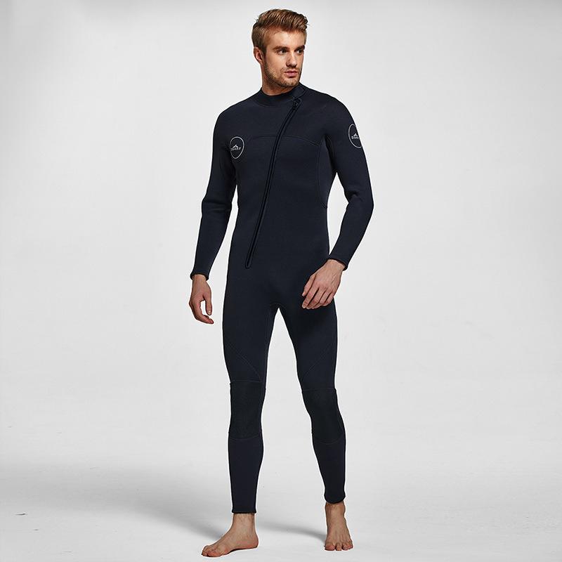Men One Piece Wetsuit 3mm Neoprene Front/Back Zip Wetsuit Keep Warm UPF 50+ Full Body Long Sleeves Dive Suit for Surf Water Sports Diving Canoeing