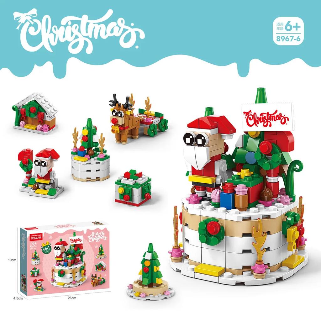 Weihnachtsgeschenk für Jungen Mädchen Baustein Spielzeug 6 in 1 Zug Elch Weihnachtsbaum Geschenk Schmuckstück Modell 2026 Weihnachtsdekoration