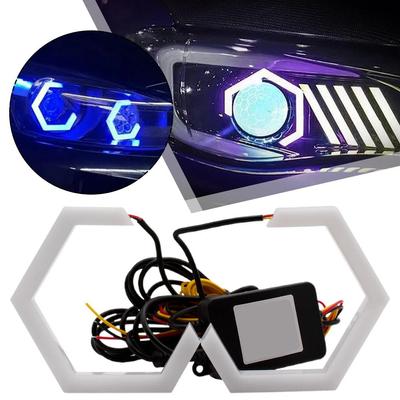 12V 24V Angel Eye Auto RGB Sechseckig Auto/Motorrad Nacht Warn Blinker Scheinwerfer Licht Mobiler Streamer LED Universelle Steuerung V2R8
