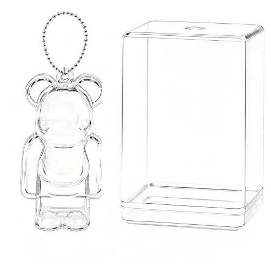 Bearbrick 8cm Protective Case 3D Scan Design 2WAY Set Clear Keychain Extra Large Display Included TPU Yellowing Prevention Dustproof Shock Resistant