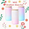 1pc 16oz Glass Tumbler Glitter Glass Jar Shimmer Beer Mug Can Shaped Drinking Glass With Bamboo Lid And Reusable Straw DIY Gifts