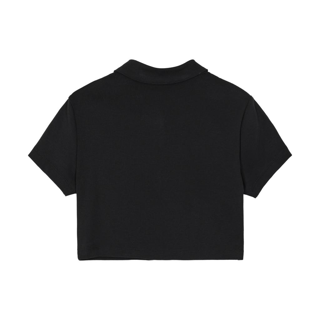 Jordan Solid Color Brand Logo Short Sleeve Ribbed Polo T-Shirt Women Tops Black DZ3333-010