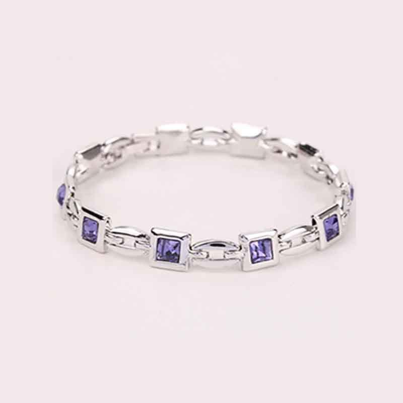Jewelry Fashion Silver Plated Princess Cut Girl Elegant Crystal Charm Bracelet