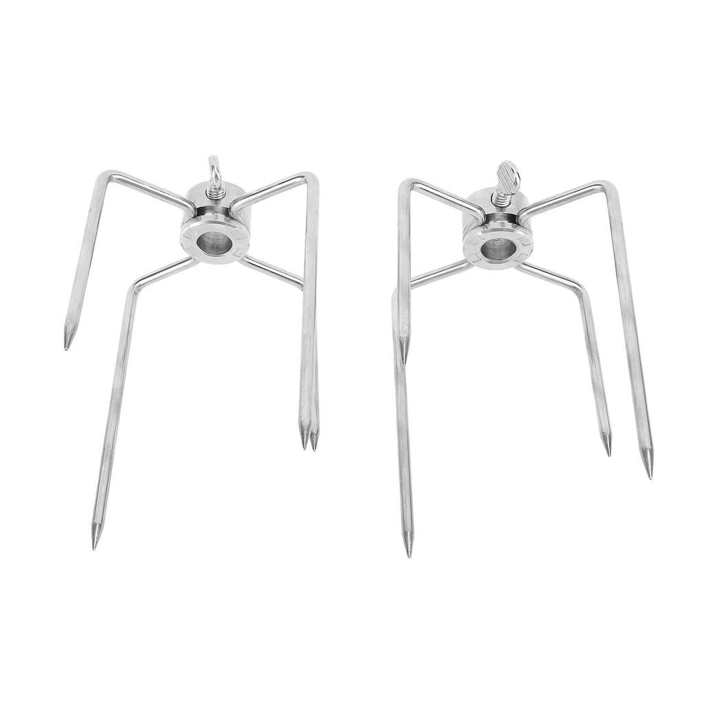 2Pcs Rotisserie Meat Forks, Stainless Steel Grill Rotisserie Spit Rod Forks with 4 Claws for Roasted Chicken Lamb Steak Electric BBQ Fork Accessories