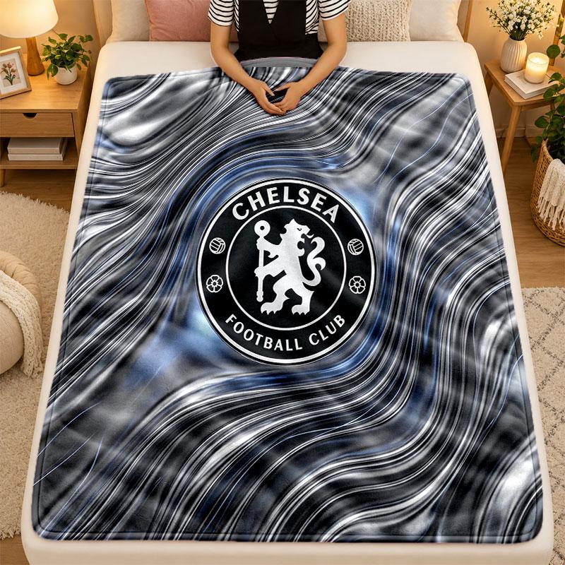 Flannel BlanketChelsea FC Warm Soft Throw Blanket for Indoor Sofa Bed Living Room Use