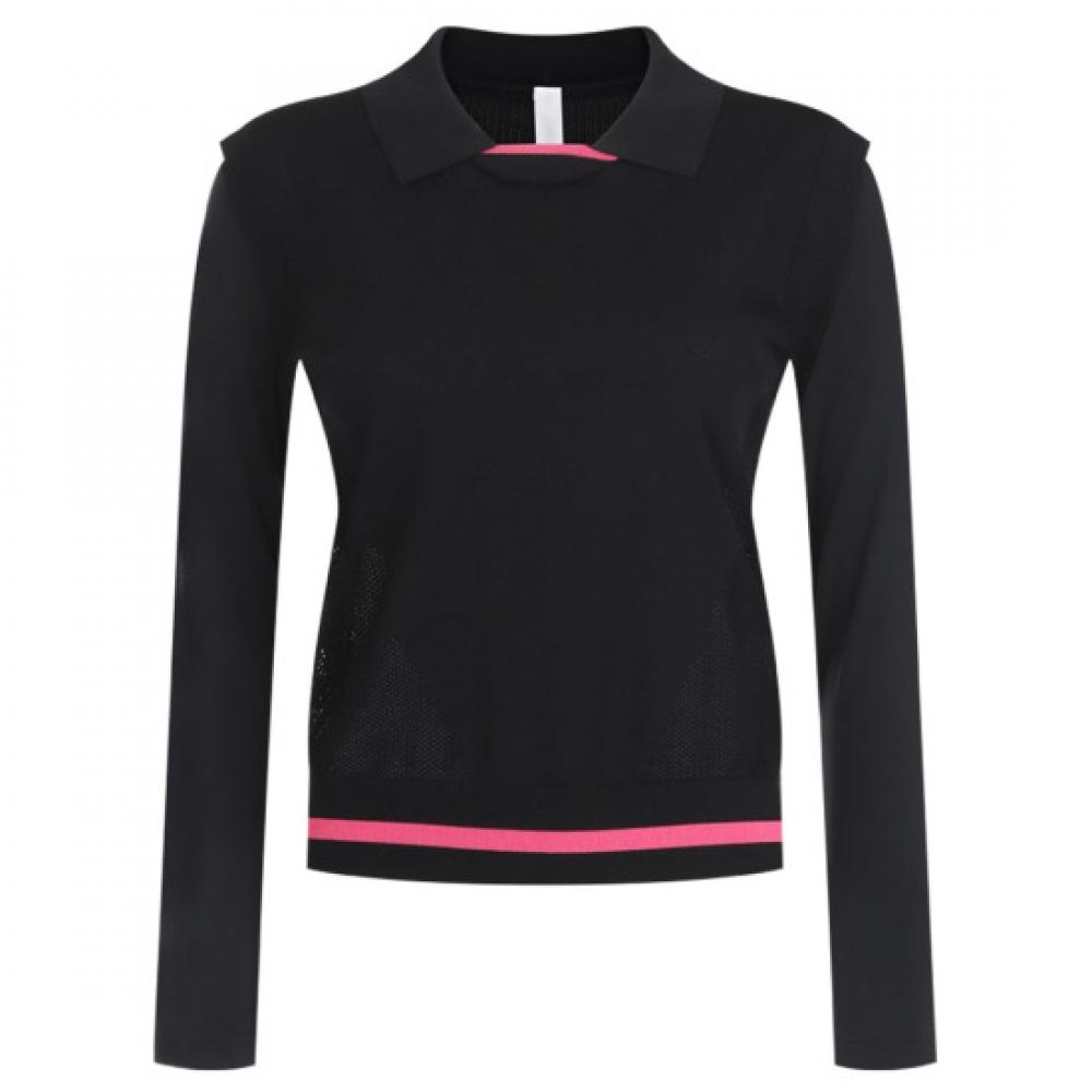  Shop    Women S Collar Neck meSh Span Golf Long Sleeve T ShirT Lb wSh 21101 Black