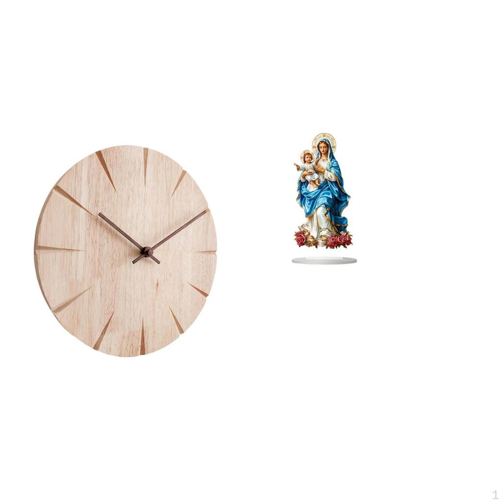 Wood Wall Clock Creative Design Gift Decorative Non Ticking Silent for Restaurant Office Acrylic
