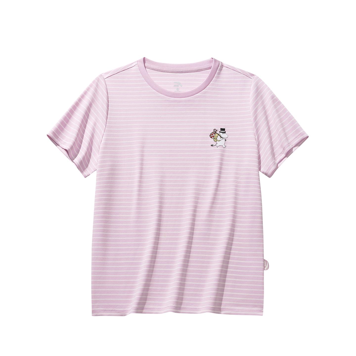 Anta Lifestyle Series Short Sleeve Knitted Top Summer 2026 T-Shirt Women tops Pink White 962628101-1 XS
