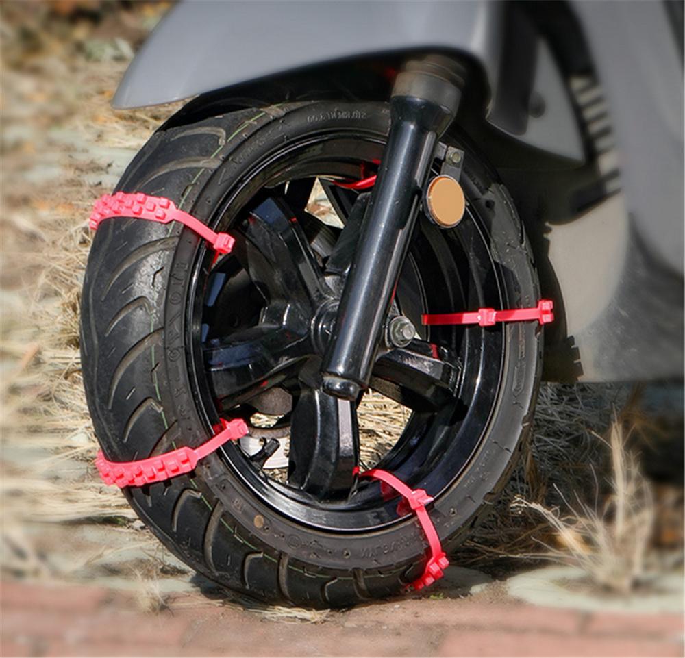 New 10x Red Motorcycle Scooter Wheel Tire Snow Chains Winter Road Safety Anti-skid