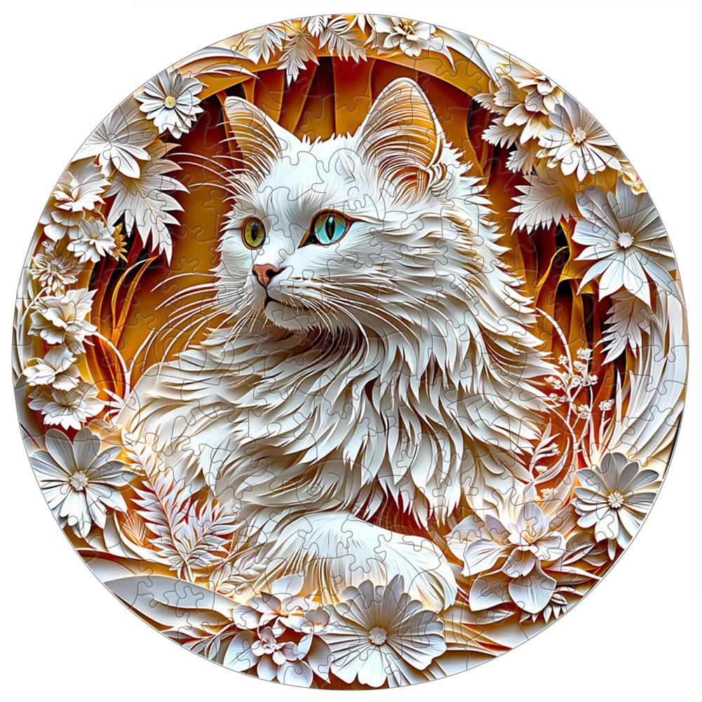 Cat A3 A4 A5 Wooden Puzzle For Adults Children Toys Wood Diy Crafts Round Shaped Holiday Gift Building Blocks Home Decorate