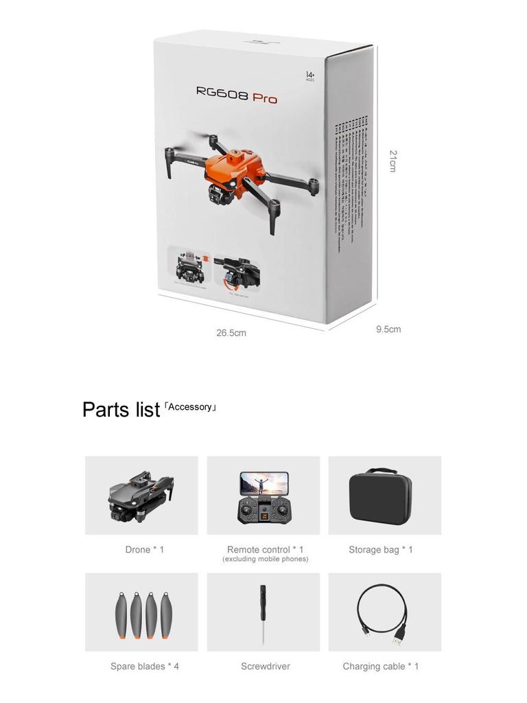 RG608PRO Dual Camera Drone with Obstacle Avoidance, Brushless Motors for Aerial Photography, Remote Controlled Aircraft.