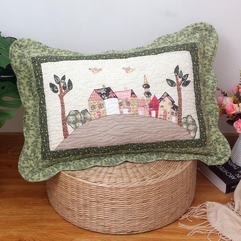 Soft and Comfortable Pillowcase Skin Friendly Breathable Fashionable Rustic Style Quilted Fabric Pillowcase Bedroom Decoration
