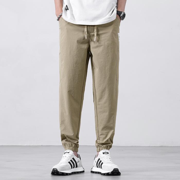 Casual pants men's spring and summer ice silk thin quick-drying sweatpants trendy brand loose leggings casual pants men's thin