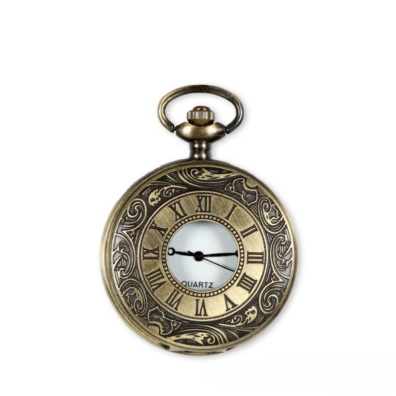 Retro Flip Quartz Pocket Watch Classic Roman Numerals Arabic Numerals Men's and Women's Necklace Watch Zinc Alloy Material