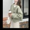 Green Korean Style Handmade Wool Coat - Short, Versatile, Petite Fit