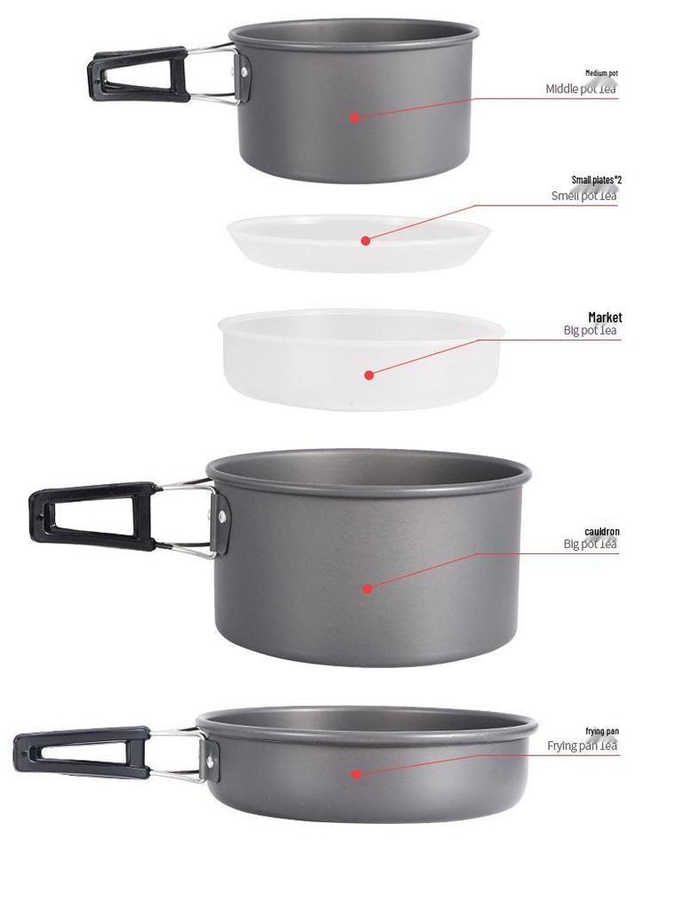 Non-Stick Portable Cookware Set with Teapot for 5-6 People - DS-508 Camping & Picnic Set