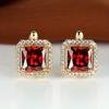 Luxury Square Green Natural Zircon Stud Earrings for Women Fashion Rose Gold Bride Wedding Earrings Statement Jewelry