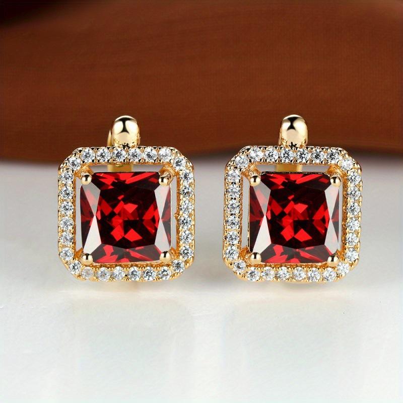 Luxury Square Green Natural Zircon Stud Earrings for Women Fashion Rose Gold Bride Wedding Earrings Statement Jewelry