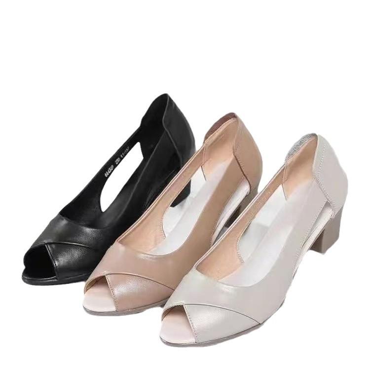 Sandals Women'S Outer Wear 2021 Women'S Shoes Women'S Fashion Thick Heel Single Shoes Fish Mouth Sandals Korean Version